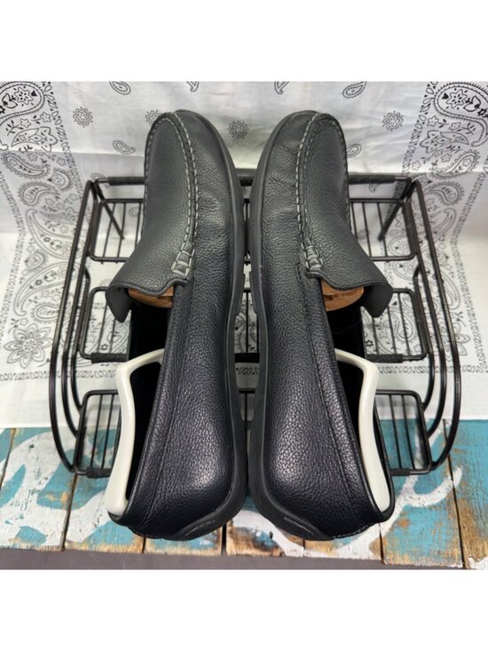 Tommy Bahama Black Pebbled Leather Orion Loafers Slip-On Cushioned Sz 10.5D EUC main image 10